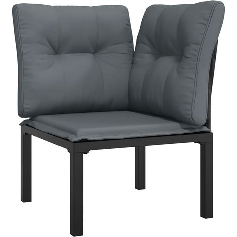 Maison Exclusive - Poltrona Angolare Giardino con Cuscini Polyrattan Nero e Grigio