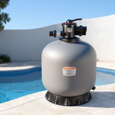 VEVOR Filtre a Sable 63,8 cm Filtre a Sable Piscine 246,1 L/min pour Piscine Hors Sol Creusee, Vanne a 7 Voies, Filtration, Lavage a Contre-courant, Rincage, Recirculation, Vidange, Hivernage, Ferme
