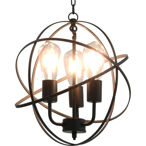 Lampe suspendue design classique salle à manger 35 cm 3 ampoules E27 en métal noir