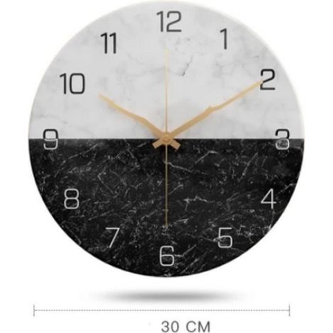 Grande horloge murale de 30 cm, horloge murale sans bruit de tic-tac, horloges murales modernes,Combinaison blanche et noire (1/2)