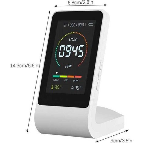 Moniteur de détecteur de CO2, capteur de dioxyde de carbone CO2, capteur de qualité de l'air avec câble USB, pour maison (1/5)