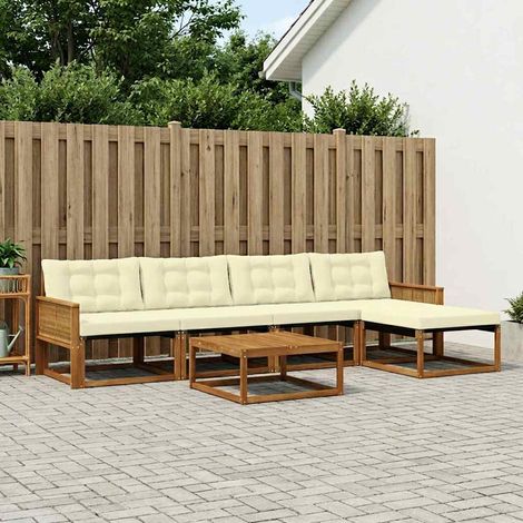 vidaXL Outdoor-Sofagarnitur mit Kissen 6 pcs Natur und Creme (1/5)