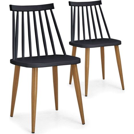 Lot de 2 Chaises Scandinaves "Estelle" 77cm Noir (1/3)