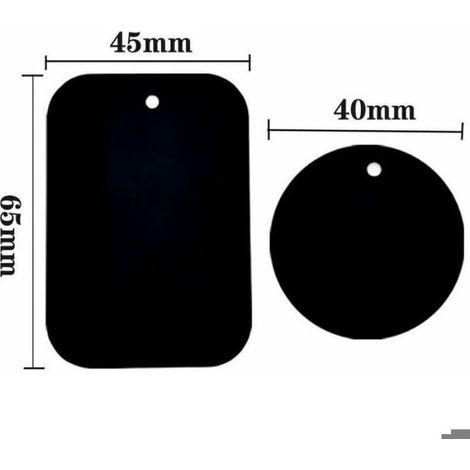 Plaque Magnetique - 4 Unites - 2 Rondes 2 Rectangulaires - Pour Support Telephone Voiture - Fines Acier (1/4)