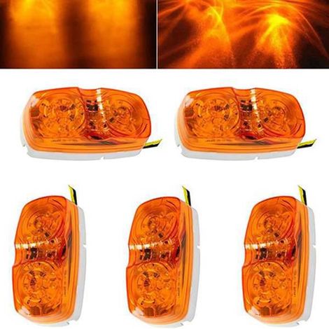 1 set. Color: Yellow. Material: ABS. 12V LED double round edge light trailer turn signal light. (1/4)
