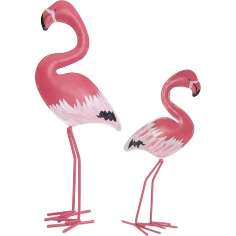 2 Paires Flamant Décoration intérieure extérieure à thème Figurine décor Artisanal Statue d'animaux de Jardin lumière LED Lampe Ornement Artisanal en résine Ornement en résine Rosy (1/5)