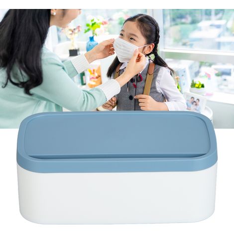 Wiederverwendbare, tragbare Aufbewahrungsbox für Staubmasken, Organizer für Schutzmasken, großes Fassungsvermögen, für Zuhause und Schule, blau (1/5)