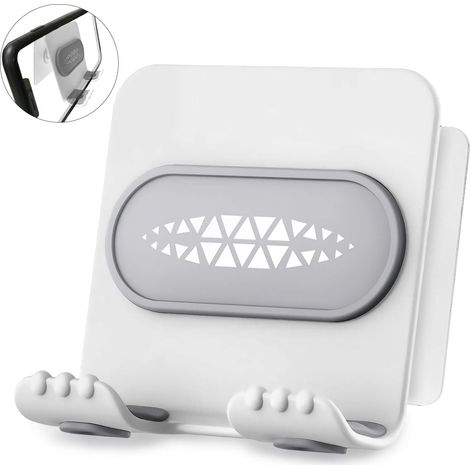 Support Téléphone Murale - Réglable 25° - Compatible Smartphones 4-7 Pouces et Tablettes jusqu’à 13 Pouces - Adhésif Renforcé - Pour Salle De Bain Cuisine Bureau (1/5)