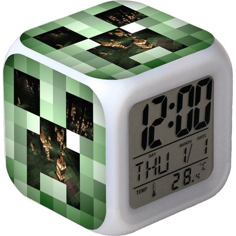 Réveil numérique multifonction Minecraft Édition LED