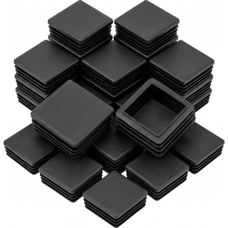 20 bouchons lamellaires 40 x 40 mm pour tubes carrés, bouchons carrés en plastique noir pour tuyaux, en polyéthylène. (1/5)