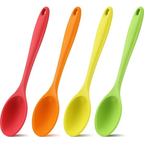 Ensemble de 4 cuillères à mélanger en silicone résistant à la chaleur pour la cuisine et le service (1/5)