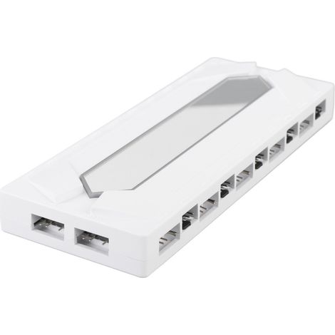 Divisor ARGB PWM para ventiladores de caja de PC (de 1 a 10), puerto de alimentación Serial ATA de 5 V, base magnética de 3 pines, color blanco.