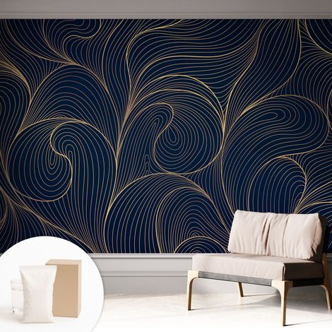 Fototapete Vliestapete mit Kleber - modern Wohnzimmer - Wanddekoration - einfach anzubringen Wellenmotiv 312x219 cm (1/5)