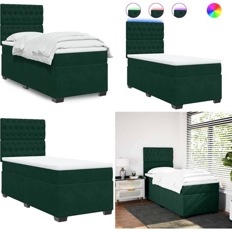 vidaXL Sommier à lattes de lit avec matelas Vert foncé 100x200 cm (1/5)