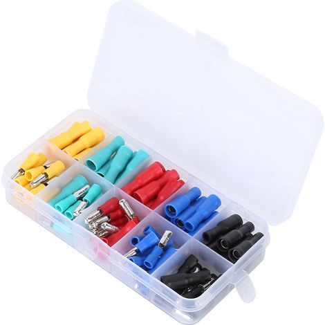 Konvolut von 100 elektrischen Stecker-Buchsen-Verbindungen, Schnellanschluss-Crimpkabelsatz, mehrfarbiges Kabelschuhset (1/5)