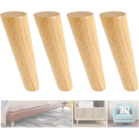 Ensemble de pieds de meubles en bois de 20 cm (4 pieds de remplacement en bois massif pour canapé avec plaque de montage) (1/5)