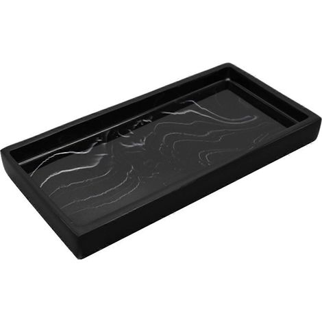 Plateau rectangulaire de rangement pour savon et shampoing, à poser sur le comptoir de la salle de bain, noir (1/5)