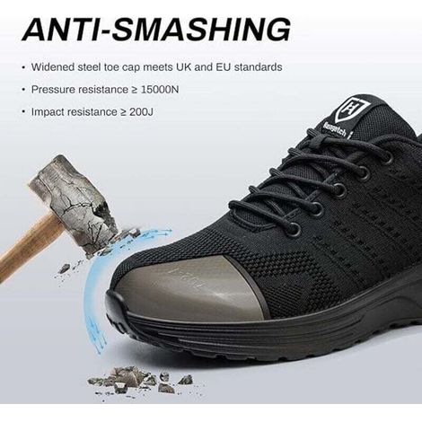 Chaussures de Securité Hommes Femmes Legere Basket de Securite Respirante Confortable Chaussure de Travail avec Embout en Acier Noir Taille 43 Chaussures de sécurité (1/3)