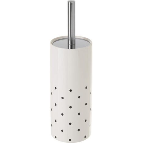 Brosse WC céramique blanc et pois noirs (1/4)