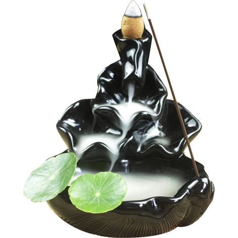 Brûleur d'encens à reflux antique, élégant brûleur d'encens en céramique pour la méditation à domicile et les moments de détente. Idéal pour soulager le stress et favoriser un sommeil réparateur. (1/5)