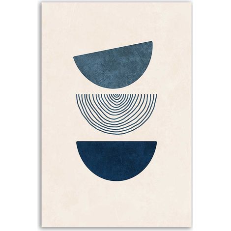 Tableau abstrait demi-cercles bleus