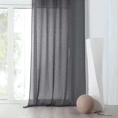 Rideau voilage tamisant en poly-lin Gris anthracite 145x240 cm (1/2)