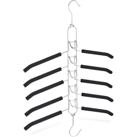 Ciel-Cintre à vêtements épais à cinq couches, peu encombrant et antidérapant, utilisable à l'horizontale ou à la verticale, noir/argent (1/5)