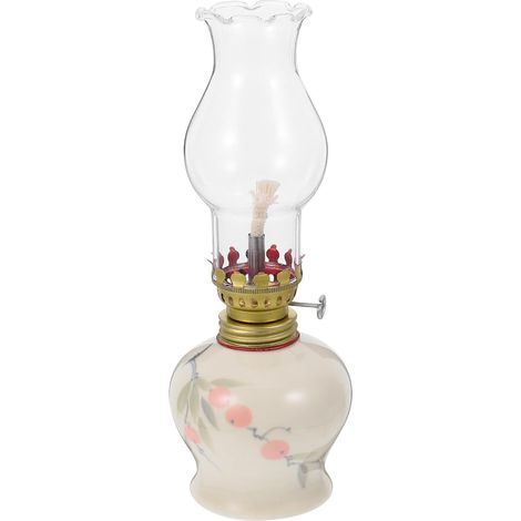 Lampe à Pétrole Vintage en Céramique Fleurie 1 Pc, Lanterne Décorative pour Intérieur, Lampe à Huile Réglable pour Maison, Salon et Ambiance Rétro, Lanterne de Couleur Aléatoire (1/5)