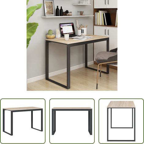 Schreibtisch - Computertisch Schwarz und Eiche-Optik 110x60x73cm Holzwerkstoff (1/5)