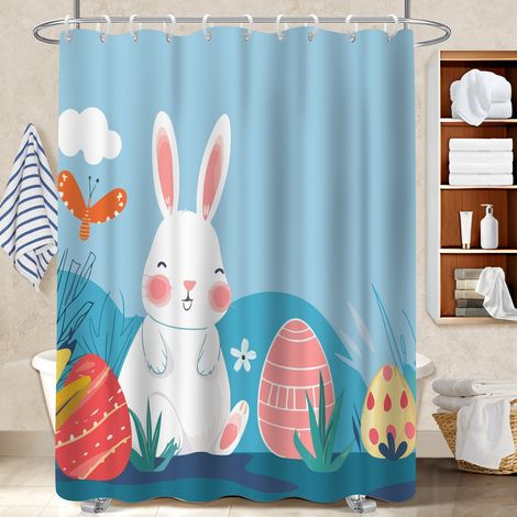 Voile de douche polyester 180x180 bordure lestée rideau imperméable pour idée cadeau pour pendaison de crémaillère (1/5)