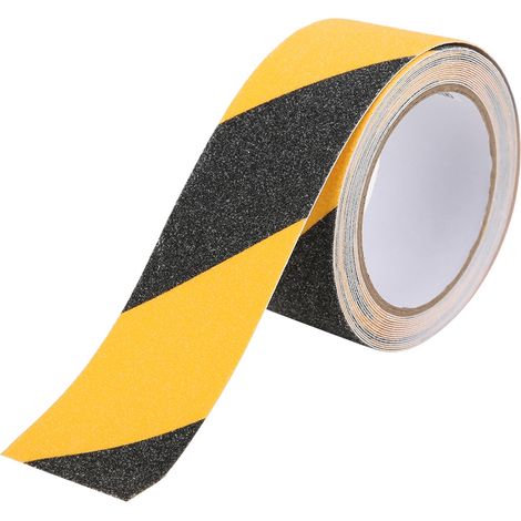 Ruban adhésif en PVC, noir et jaune, antidérapant, mat, imperméable, ruban de marquage au sol de signalisation, 50 mm x 5 m (1/5)