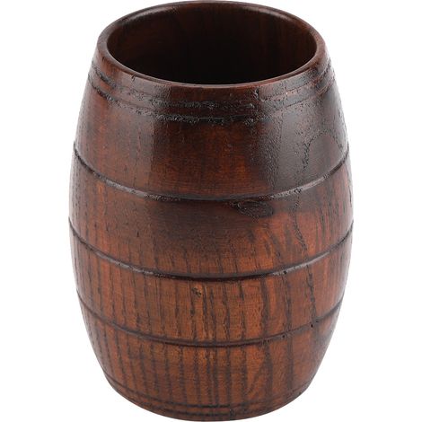 Verre à bière en bois naturel rétro, grande capacité, tasse classique pour thé, lait, jus, gobelet en bois. (1/5)