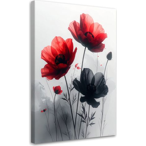 Quadro su tela Fiori botanici rossi e neri 20x30 (1/5)