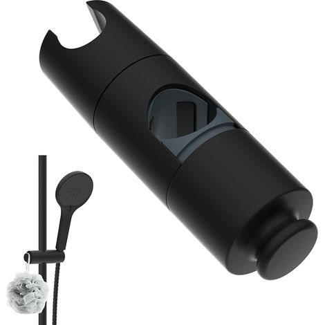 Support de douche universel réglable avec crochet – Convient aux pommeaux de douche de 19 à 23,5 mm et aux rails de 18 à 25 mm, support de serrage coulissant en ABS noir mat (1/5)