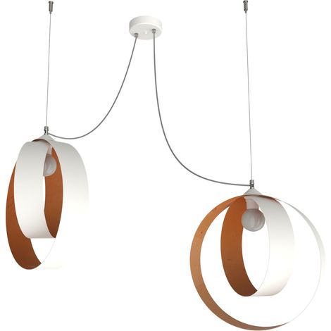 LUMICOM SHELL Sospensione, 2X E27, max 42W, metallo, bianco foglia rame, D.40 (1/3)