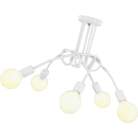 Suspension plafond industrielle vintage en fer et acrylique aspect branches avec 5 ampoules 3 couleurs 110V pour salon chambre bureau (1/4)