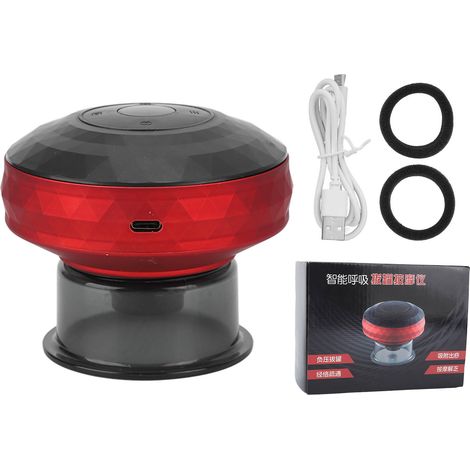 Appareil de Ventouse Électrique Rechargeable, Massage par Suction avec Compresse Chaude Réglable, Rouge (1/5)