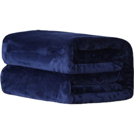 Sollbry Manta grande de franela polar súper suave y esponjosa -Azul oscuro- 100 x 150 cm (1/3)