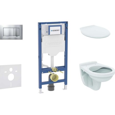 Geberit Duofix - Set per installazione pre- parete, vaso Alpha e sedile, pulsante Sigma30, cromo opaco/cromato SANI11CD2130