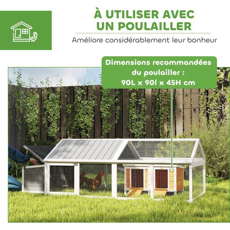 Poulailler pour poules cage Ă poule avec nichoir porte et toit ouvrable pour 4 et 8 poules 240 x 112,5 x 76 cm blanc (1/5)