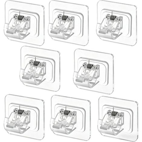 Supports Tringles À Rideaux Transparents Autocollants 6x6 Cm, Pour Tringles Jusqu’à 2,2 Cm De Diamètre, Sans Perçage Pour Salle De Bain, Salon Et Chambre (1/5)