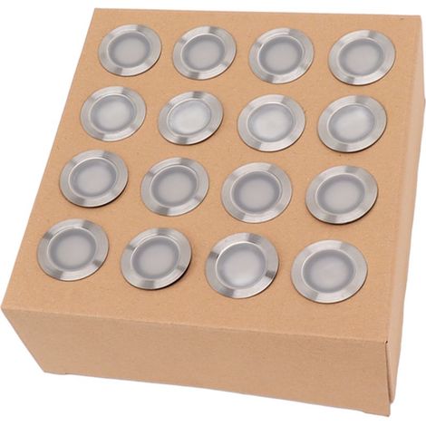 16 luces LED para terraza, 90-265V, acero inoxidable PC IP67, luz de suelo impermeable para jardín, patio y escaleras. (1/5)