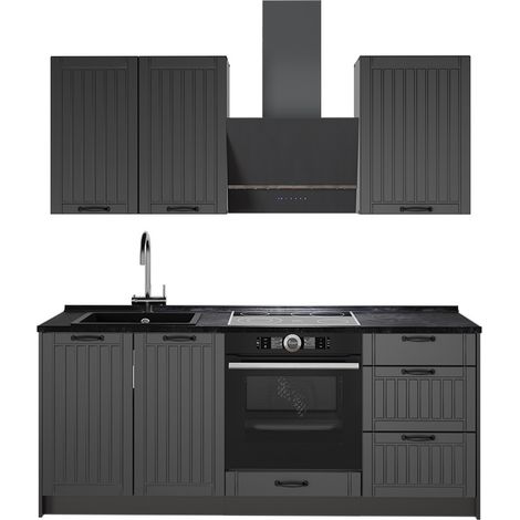 Cucina monoblocco Fame-Line, Grigio scuro/Antracite, 190 cm senza piano di lavoro, Vicco (1/5)
