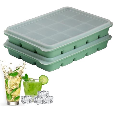 Eiswürfelform Silikon mit Deckel, 2x 15 Fächer, für Cocktails & Desserts (1/5)