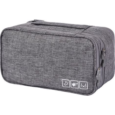 Lot en 1 de rangement pour sous-vêtements voyage, tissu Oxford à ions positifs, grande capacité, gris pour femme (1/5)