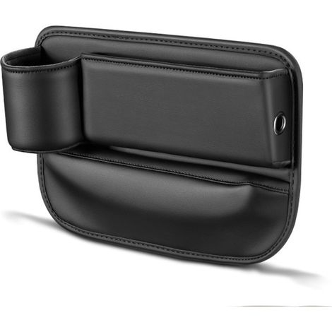 Boîte de rangement pour siège auto, porte-gobelet multifonctionnel en cuir, organisateur de siège universel pour voitures, SUV et camions