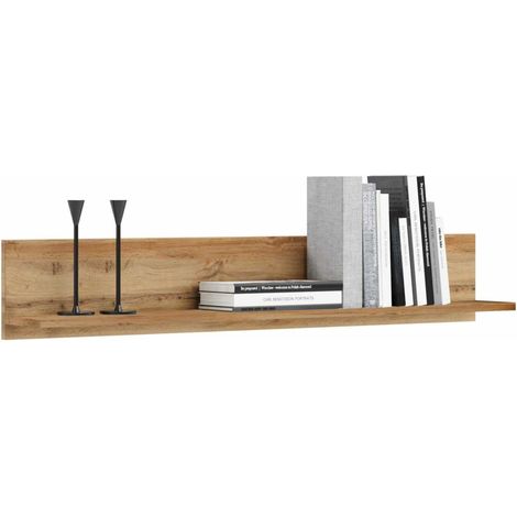 Étagère murale 100 cm – chêne craft gold – Fixations invisibles – Design moderne – Construction robuste en panneau de fibres (1/4)