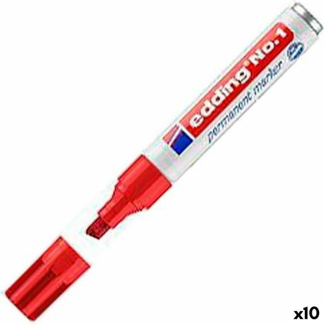 Rotulador permanente Edding Nº1 Rojo (10 Unidades) (1/4)