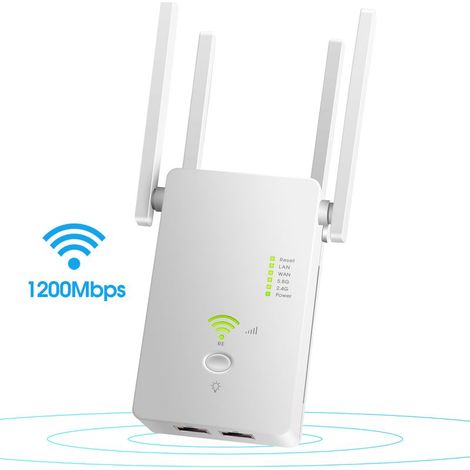 L'amplificateur de signal d'extension de portée WiFi couvre jusqu'à 2640 pieds carrés et 25 appareils, répéteur WiFi double bande jusqu'à 1200 Mbps avec port Ethernet Booster Internet pour la maison (1/5)