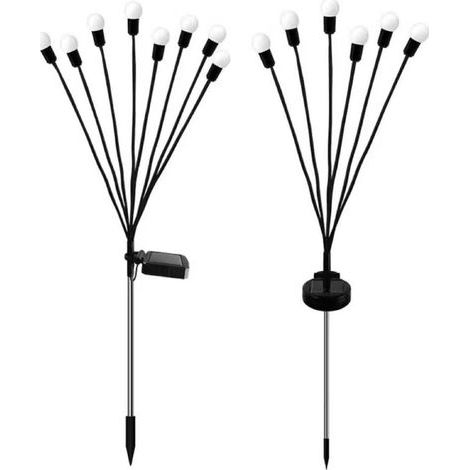 Lot de 2 lampes solaires Lucioles, 6 LED, étanches, pour jardin, allées, paysages, extérieur, lumière chaude [Classe énergétique A+++] (1/4)